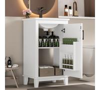 Fortuna Lai 51x34x83cm Meuble de salle de bain sur pied, lavabo, lavabo, finition laquée, étagères de porte, étagères réglables, lavabo en céramique intégré, adapté aux petites pièces, blanc