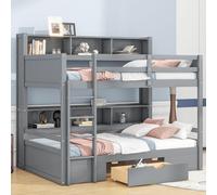 Fortuna Lai 90x200cm Lits superposés, lits d'enfant, lits simples, lits superposés, avec tiroirs, avec rangements, pour jeunes, Gris