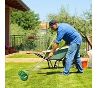 Fortuna Lai Aérateur de gazon pour pelouse Largeur 45 cm Aérateur de gazon manuel avec 30 pointes en fer Outils de jardinage Rail au sol Bouchon, scarificateur Pic à gazon, entretien de la pelouse pou