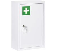 Fortuna Lai Armoire à pharmacie Armoire à médicaments Armoire à pharmacie verrouillable à 3 niveaux et 2 clés, acier, blanc, 30 x 14 x 46 cm