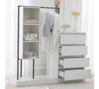 Fortuna Lai Armoire à tiroirs, ensemble armoire, armoire blanche, buffet, tringle à vêtements, dimensions : L140/P40/H135, blanc