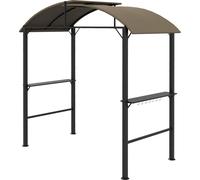 Fortuna Lai BBQ Pavillon barbecue 1,1 x 2,3 m résistant aux intempéries avec toit en polyester et tablettes latérales pour barbecues jusqu'à 100 cm Acier Kaki