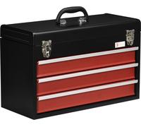 Fortuna Lai Boîte à outils pratique sans outils 3 tiroirs avec poignée Serrure en acier Noir Rouge