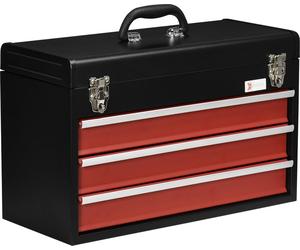 Fortuna Lai Boîte à outils pratique sans outils 3 tiroirs avec poignée Serrure en acier Noir Rouge