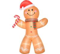Fortuna Lai Bonhomme en pain d'épices autogonflant, soufflerie incluse, décoration de Noël 2,4 m avec lumières LED