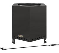 Fortuna Lai Brasero de table sans fumée Panier à feu Métal Noir Tisonnier Jardin Camping Terrasse