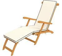 Fortuna Lai Chaise longue pliante en bois Chaise longue de jardin avec repose-pieds, matelas, chaise longue ergonomique résistante aux intempéries Chaise longue de camping, chaise de jardin pouvant su