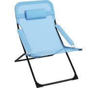 Fortuna Lai Chaise pliante Chaise de jardin Dossier réglable Chaise de camping Oreiller 120 kg Maille bleue