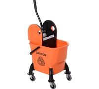 Fortuna Lai Chariot de nettoyage Chariot de nettoyage avec essoreuse Seau de nettoyage 26 litres Seau à roulettes Chariot de nettoyage, crochet pour balai à franges Chariot ménager à 4 roulettes Orang