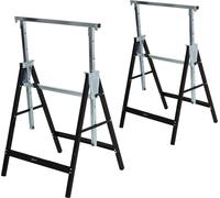 Fortuna Lai Chevalet de sciage Réglable en hauteur Pliable Métal Noir 68x56x80-130cm Capacité de charge jusqu'à 200kg pour les travaux du bois