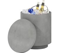 Fortuna Lai Cool Bar Table d'appoint avec plateau amovible Refroidisseur de boissons 10 L, table de bistrot Petite table de terrasse pour les fêtes, le camping, gris clair