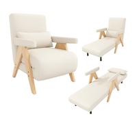 Fortuna Lai Design moderne : fauteuil convertible 3 en 1 avec fonction couchage, canapé-lit convertible, fauteuil pliant rembourré, siège rembourré, fauteuil lounge, lit simple, adapté au salon, à la