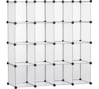 Fortuna Lai DIY Système d'étagères cubiques 16 cubes Boîte de rangement Armoire en plastique Blanc 125x32x125cm Idéal pour les chambres d'enfants et les salons