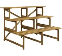 Fortuna Lai Échelle à plantes Étagère à fleurs 3 niveaux Bois de sapin 120x80x78cm pour jardin, balcon et terrasse