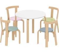 Fortuna Lai Ensemble table et chaises pour enfants 5 pièces, bois massif léger, coloré