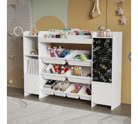 Fortuna Lai Étagère à jouets pour enfants avec 8 boîtes de rangement, 4 compartiments ouverts, 3 compartiments de rangement, bibliothèque pour enfants pour chambre d'enfant, jardin d'enfants, 137 x 30