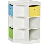 Fortuna Lai Étagère d'angle pour enfants avec 3 boîtes de rangement Étagère à jouets pour chambre d'enfant de 3 à 12 ans Blanc 57,4 x 57,4 x 94 cm