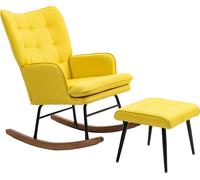Fortuna Lai Fauteuil à bascule Fauteuil pivotant avec repose-pieds Fauteuil relax Fauteuil avec accoudoirs Aspect lin Supportable jusqu'à 130 kg Beige pour salon et détente