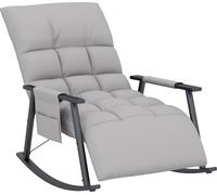 Fortuna Lai Fauteuil à bascule relax avec repose-pieds, dossier réglable jusqu'à 120 kg, microfibre grise, avec poche latérale pour plus de confort