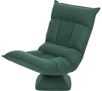 Fortuna Lai Fauteuil de sol pivotant à 360° avec dossier réglable en 5 positions, canapé de sol pliable, chaise de méditation rembourrée, canapé de détente pour salon, jeux et lecture, vert