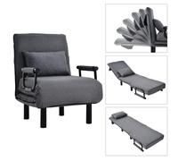 Fortuna Lai Fauteuil-lit convertible, dossier réglable en 6 positions, fauteuil pliable avec coussin, assise rembourrée, canapé chaise longue de loisirs pour la maison, le bureau