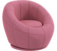 Fortuna Lai Fauteuil lounge pivotant Fauteuil en peluche Fauteuil individuel pouvant supporter jusqu'à 120 kg, rose, idéal pour le salon et la détente