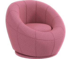 Fortuna Lai Fauteuil lounge pivotant Fauteuil en peluche Fauteuil individuel pouvant supporter jusqu'à 120 kg, rose, idéal pour le salon et la détente