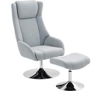Fortuna Lai Fauteuil pivotant rembourré avec repose-pieds, inclinable, fauteuil rembourré avec accoudoirs, pour salon, chambre à coucher, gris