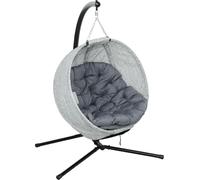 Fortuna Lai Fauteuil suspendu en forme d'œuf pour l'extérieur, pliable Balançoire suspendue avec porte-gobelet, assise amovible et lavable, structure, hamac pour 1 personne, fauteuil à bascule pour te