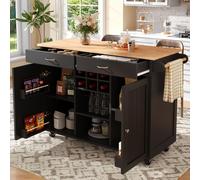 Fortuna Lai Îlot de cuisine moderne (102 × 45 × 92 cm), armoire de cuisine, buffet, chariot de service avec grain de bois, buffet, table à manger multifonctionnelle avec espace de rangement, noir
