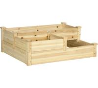 Fortuna Lai Jardinière surélevée Jardinière à 3 niveaux Jardinière à fleurs Jardinière à herbes aromatiques Escalier à plantes en bois de sapin de couleur naturelle pour le jardin et le balcon