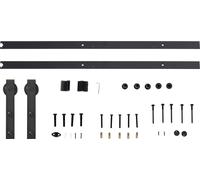 Fortuna Lai Kit de ferrures pour portes coulissantes 200 cm Kit complet avec rails, roulettes, butées de rail, bloc de sol, kit de vis pour portes, système de portes coulissantes en acier au carbone n