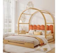 Fortuna Lai Lit d'enfant 140x100cm/140x200cm Lit gigogne Lit de maison extensible avec protection contre les chutes et toit en forme de château, en bois massif Lit simple et double Maison d'enfant,Lit
