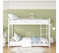 Fortuna Lai Lits superposés pour enfants - Blanc- 90x200cm Lit d'enfant superposé Lit surélevé Cadre de lit en métal