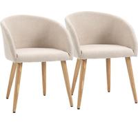 Fortuna Lai Lot de 2 chaises rembourrées, design scandinave, chaises rembourrées avec pieds en bois, patins antidérapants, capacité de charge de 150 kg, beige