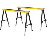 Fortuna Lai Lot de 2 chevalets de sciage pliables antidérapants en acier Jaune Noir 100 x 49 x 62-90 cm avec une capacité de charge de 100 kg