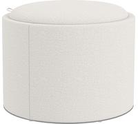 Fortuna Lai Ottoman Pouf rond Pouf rembourré avec espace de rangement, couvercle rabattable, aspect lin pour salon, chambre à coucher, crème, Ø56 x 42 cm