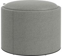 Fortuna Lai Ottomane Pouf rond Pouf rembourré avec espace de rangement et couvercle rabattable, aspect lin gris Ø56 x 42 cm pour salon ou chambre à coucher