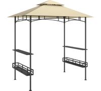 Fortuna Lai Pavillon barbecue 240 x 150 x 257 cm imperméable ignifuge Pavillon de jardin avec double toit, étagères latérales, tonnelle avec protection UV, pavillon barbecue en acier, tente barbecue p