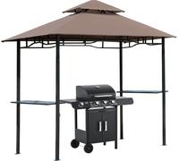 Fortuna Lai Pavillon de jardin Tente de jardin Double toit ignifuge 245 x 148 x 252 cm, couleur marron café et noir, pour les fêtes dans le jardin et les activités en plein air