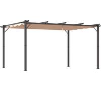 Fortuna Lai Pergola Pavillon 3 x 4 m avec toit en tissu réglable en aluminium, auvent pare-soleil pour terrasse et jardin, disponible en gris et marron