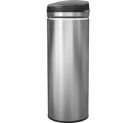 Fortuna Lai Poubelle à capteur 50 litres avec fonction Soft Close, poubelle sans contact en acier inoxydable pour cuisines et bureaux hygiéniques, couleur argent