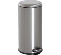 Fortuna Lai Poubelle à pédale 30 L en acier inoxydable avec seau intérieur et couvercle rabattable, hygiénique et argentée, pour la cuisine et la salle de bains