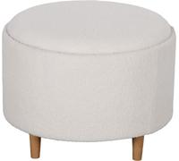 Fortuna Lai Pouf Ø56 x 42 cm, pouf rond rembourré avec espace de rangement et couvercle rabattable, pieds en bois, idéal pour le salon et la chambre à coucher, blanc