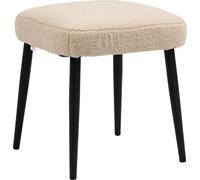 Fortuna Lai Pouf carré Pouf de maquillage Aspect cachemire avec pieds en acier pour salon Chambre à coucher Beige 42 x 42 x 47 cm