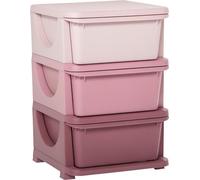 Fortuna Lai Rangement pour jouets, 3 niveaux, commode pour chambre d'enfant, petite commode à tiroirs pour enfants, rose