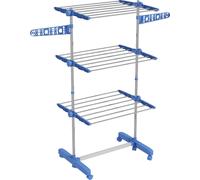 Fortuna Lai Sèche-linge à rouleaux 3 niveaux pliable Ailes latérales en acier Bleu