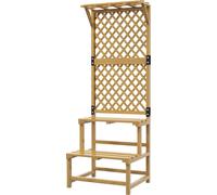 Fortuna Lai Support à plantes en bois Escalier à fleurs à 2 niveaux avec tuteur Escalier à fleurs pour jardin Terrasse Jaune 60 x 50 x 166 cm