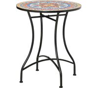 Fortuna Lai Table de jardin Table mosaïque ronde Table bistrot Table d'appoint avec plateau mosaïque Céramique Métal Rouge+Bleu+Blanc Ø60 cm