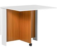 Fortuna Lai Table pliante Table à manger mobile avec plateau rabattable et roulettes, table d'appoint polyvalente pour la cuisine et la salle à manger, couleur blanche